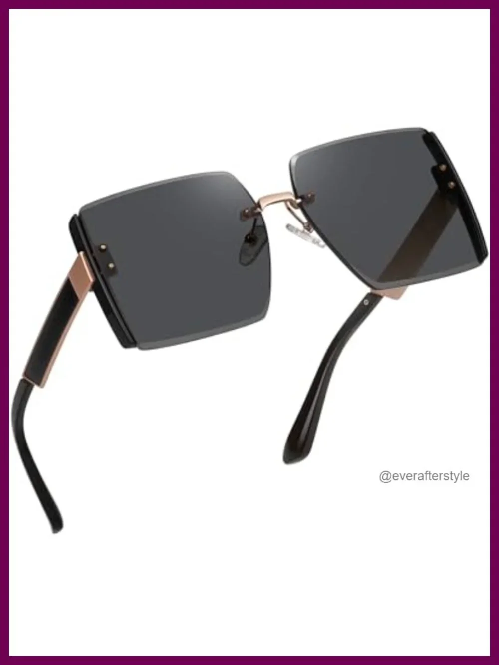 Oversized Rimless Sunglasses for Women UV400 Protection Square Frameless Shades